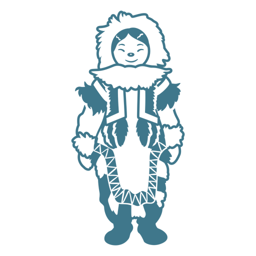 cute eskimo girl standing stroke PNG Design