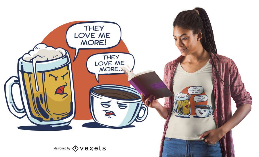 Beer Vs Coffee T-shirt Design Beer Vs Coffee T-shirt Design