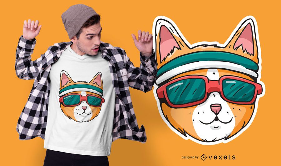 Diseño de camiseta de gato deportivo Diseño de camiseta de gato deportivo