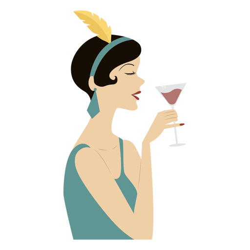 classy lady wine-on-hand colored  PNG Design