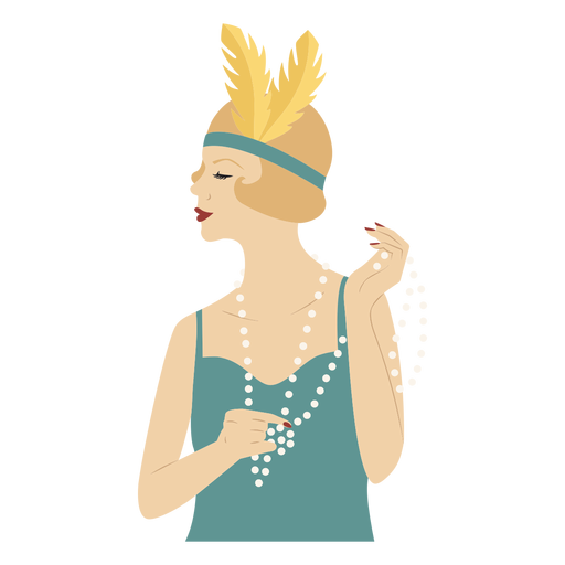 lady wearing pearl necklace colored PNG Design