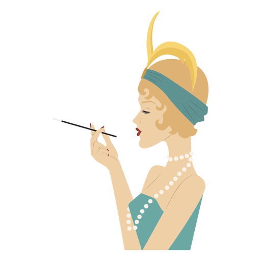 classy lady side-view with cigarette PNG Design