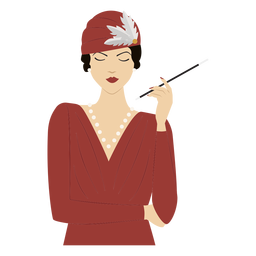 1920er Jahre Dame mit Zigarette gefärbt PNG-Design