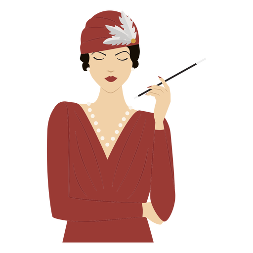 1920s lady with cigarette colored PNG Design