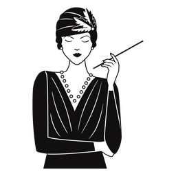 1920s lady with cigarette drawn PNG Design