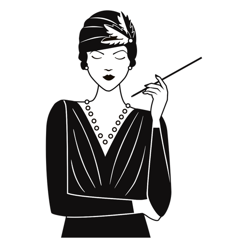 1920s lady with cigarette drawn PNG Design