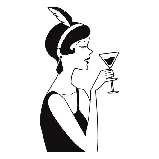 classy lady wine-on-hand drawn PNG Design