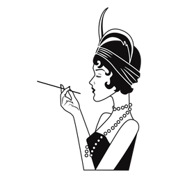 elegante dama vista lateral con cigarrillo dibujado