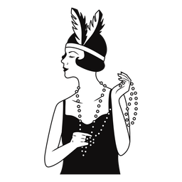 dama con collar de perlas dibujado Diseño PNG
