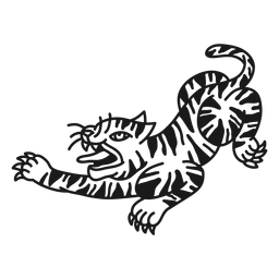 Angry tiger oldschool stroke PNG Design