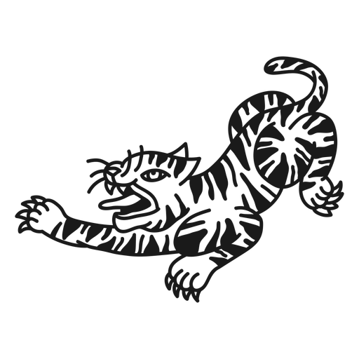 Angry Tiger Oldschool Schlaganfall PNG-Design