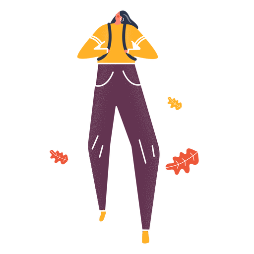 Carácter otoño niña caminando Diseño PNG