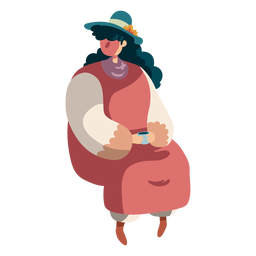 Garota britânica personagem sentada Desenho PNG