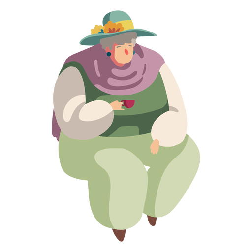 Character british old lady PNG Design