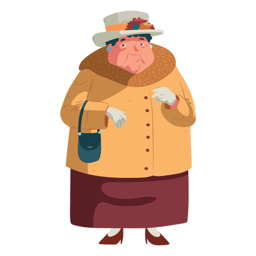 Personaje anciana británica Diseño PNG