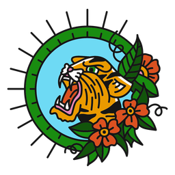 Color tigre oldschool plana Diseño PNG
