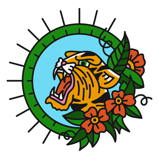 Farbe Tiger Oldschool flach PNG-Design