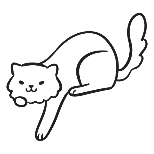Lindo trazo de gato jugando Diseño PNG