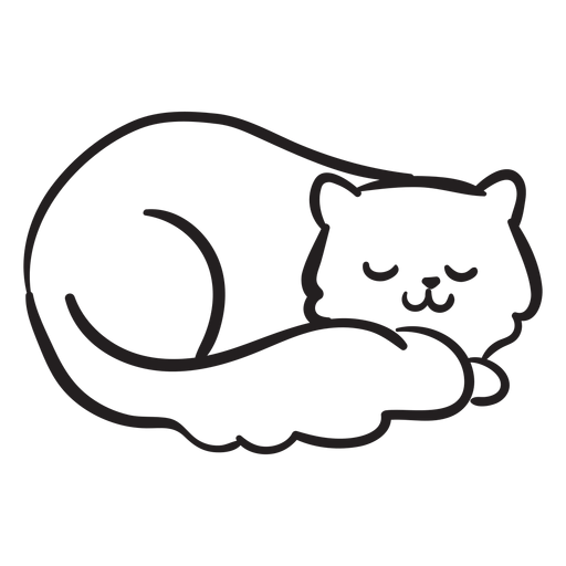 Lindo trazo de gato durmiendo Diseño PNG