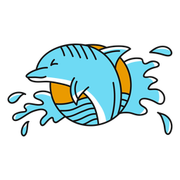 Dolphin water oldschool flat Transparent PNG