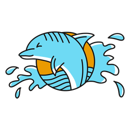 Plano antiguo de agua de delfines Diseño PNG