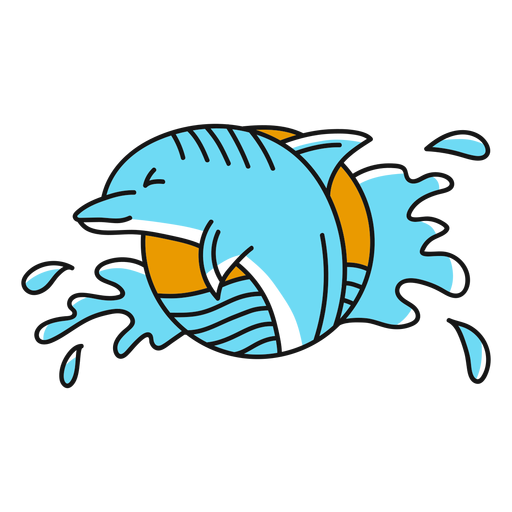 Dolphin water oldschool flat PNG Design