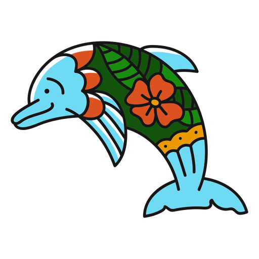 Dolphin Oldschool Style Schlaganfall PNG-Design