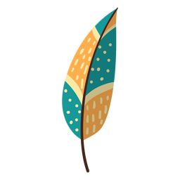 Pluma plana boho verde pluma Diseño PNG