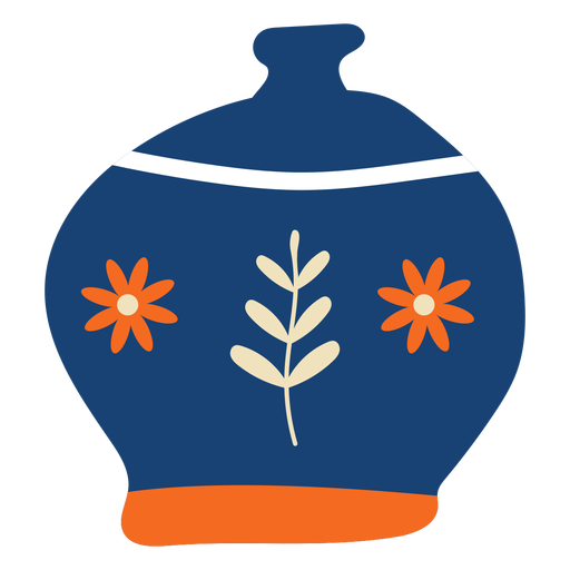 Flores planas em vaso azul Desenho PNG