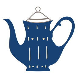 Flat teapot blue PNG Design