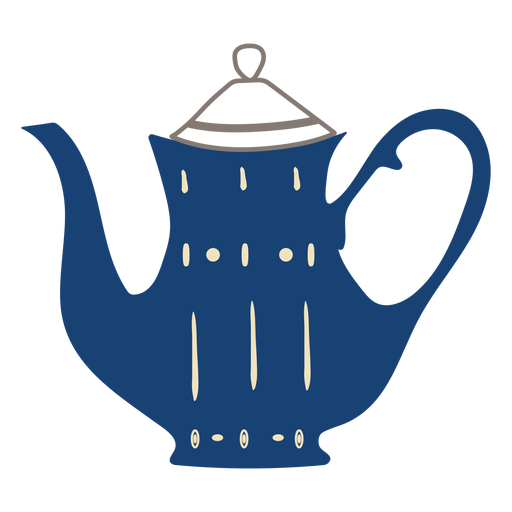 Flat teapot blue PNG Design