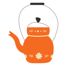Tetera plana naranja Diseño PNG