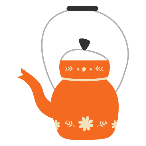 Flat teapot orange PNG Design