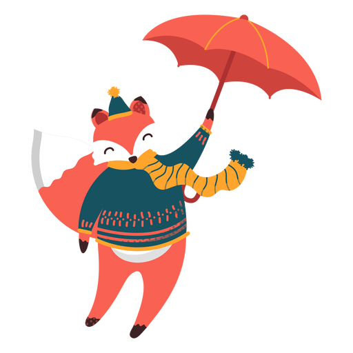 Fox umbrella autumn illustration