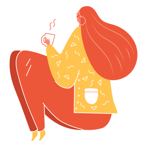 Girl with cup illustration PNG Design