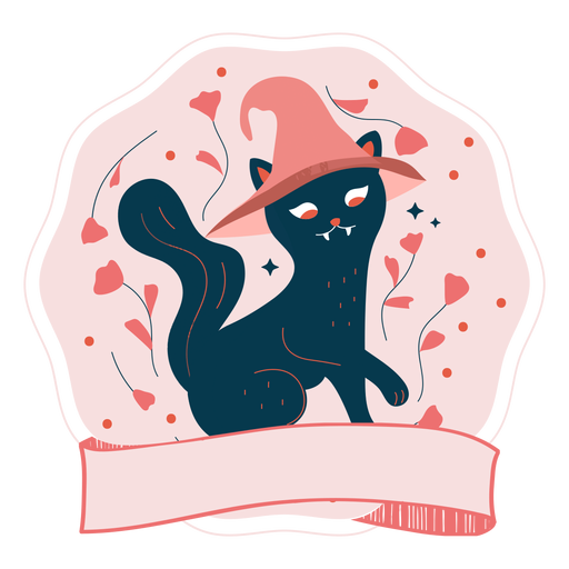 Halloween badge cat PNG Design