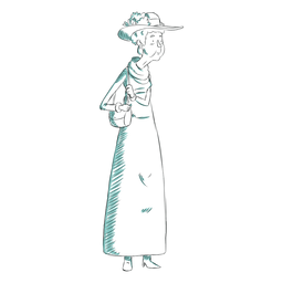 Personaje de abuela británica dibujado a mano Diseño PNG