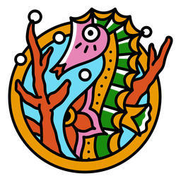 Caballito de mar oldschool accidente cerebrovascular hipocampo Diseño PNG