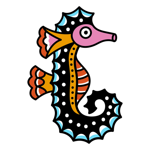 Seepferdchen Oldschool Schlaganfall Hippocampus Tatto PNG-Design