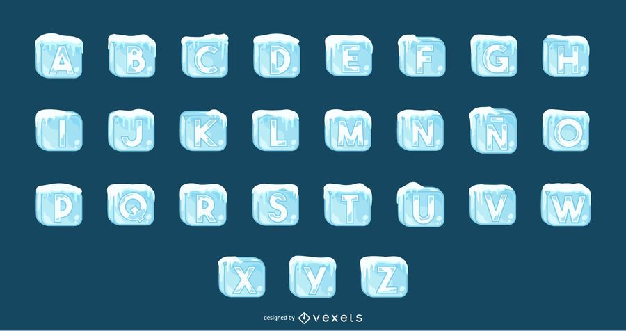 Ice cubes alphabet set Ice cubes alphabet set