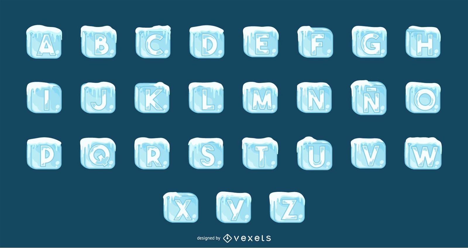 Conjunto de alfabeto de cubitos de hielo