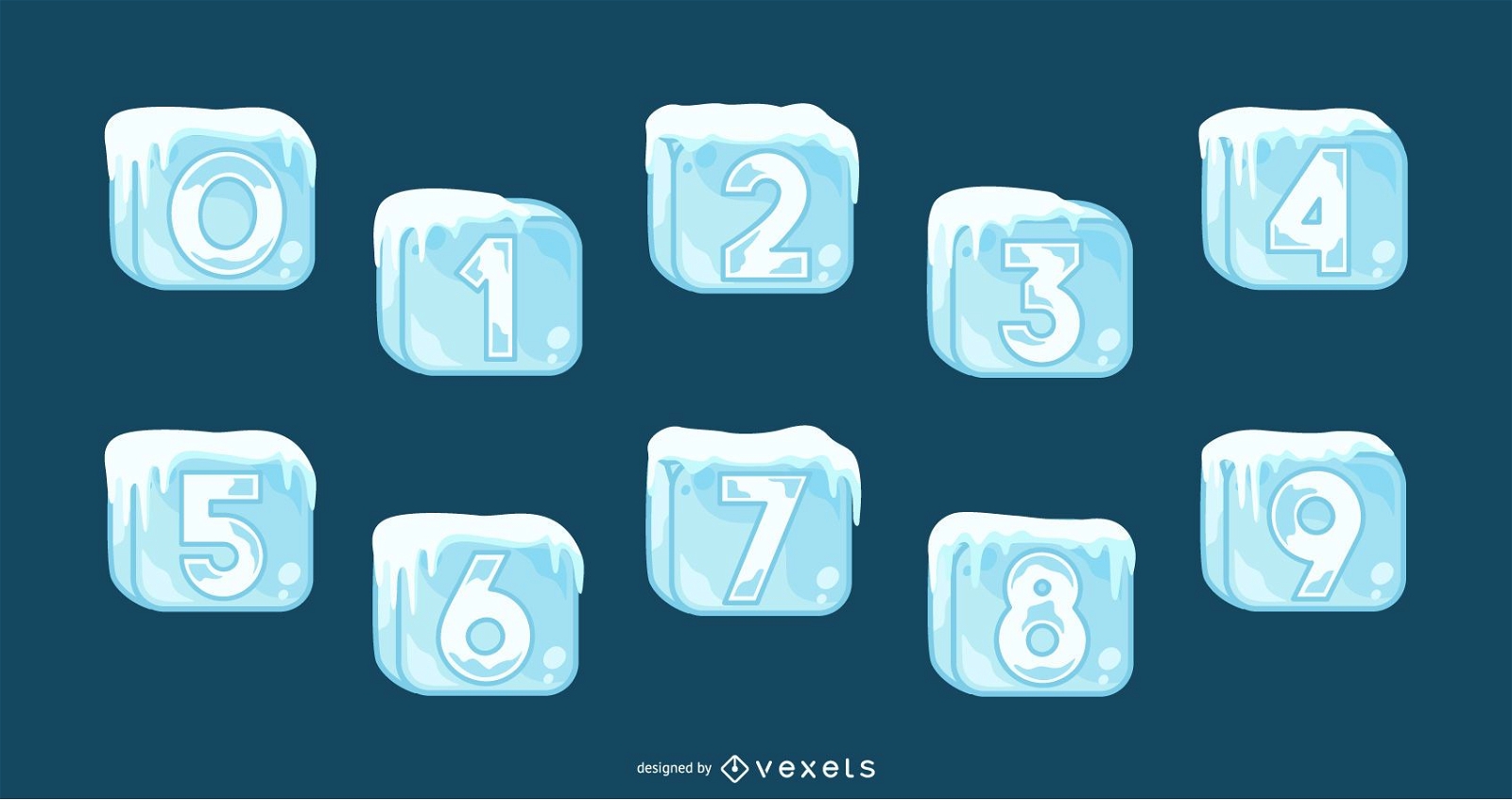 Ice cubes number set