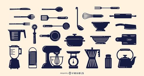 Colección de elementos de cocina