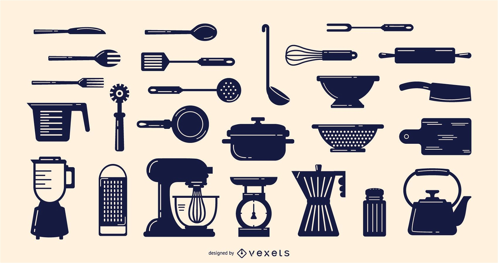 Colección de elementos de cocina