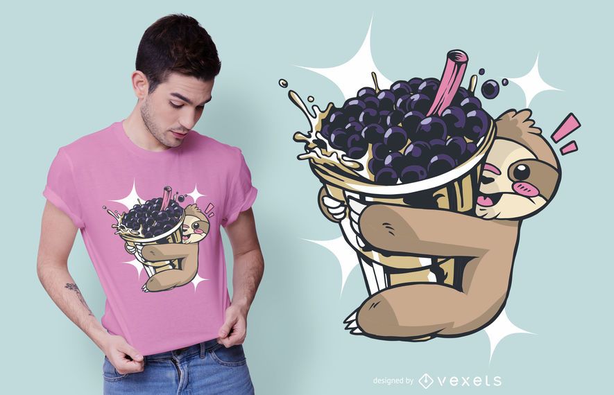 Sloth bubble tea t-shirt design Sloth bubble tea t-shirt design