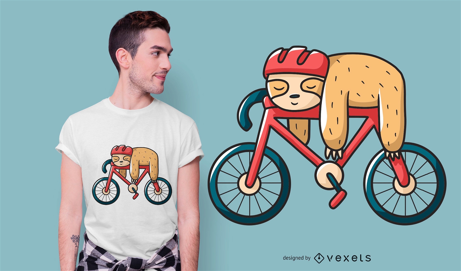 Diseño de camiseta de perezoso de bicicleta.