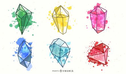 Watercolor Colored Crystal Set Watercolor Colored Crystal Set