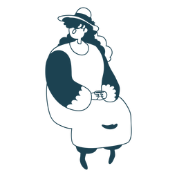 Trazo dama británica del té Diseño PNG