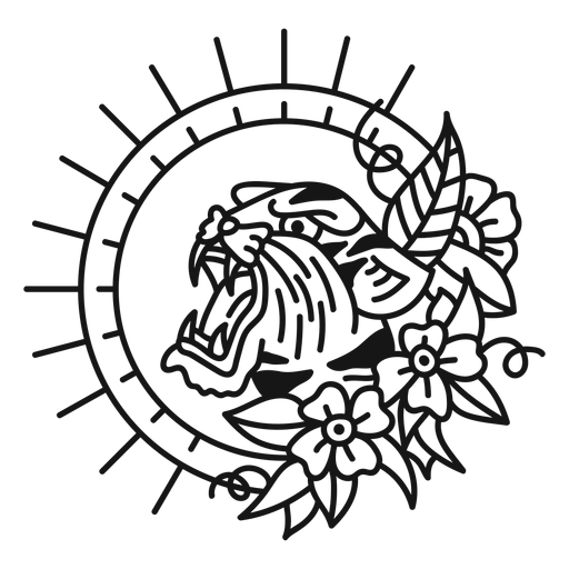 Tiger oldschool stroke tattoo PNG Design