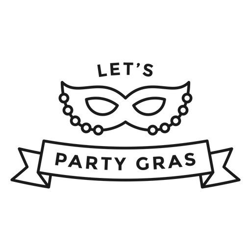 let's party gras stroke PNG Design